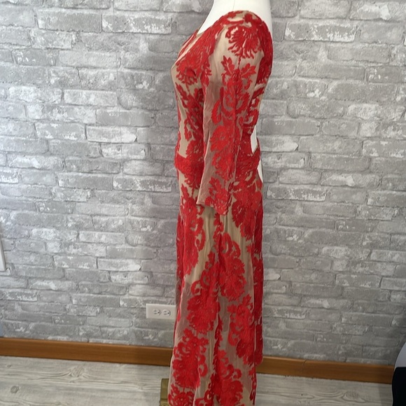 For Love & Lemons San Marcos Embroidered Red Maxi Dress - Picture 3 of 7